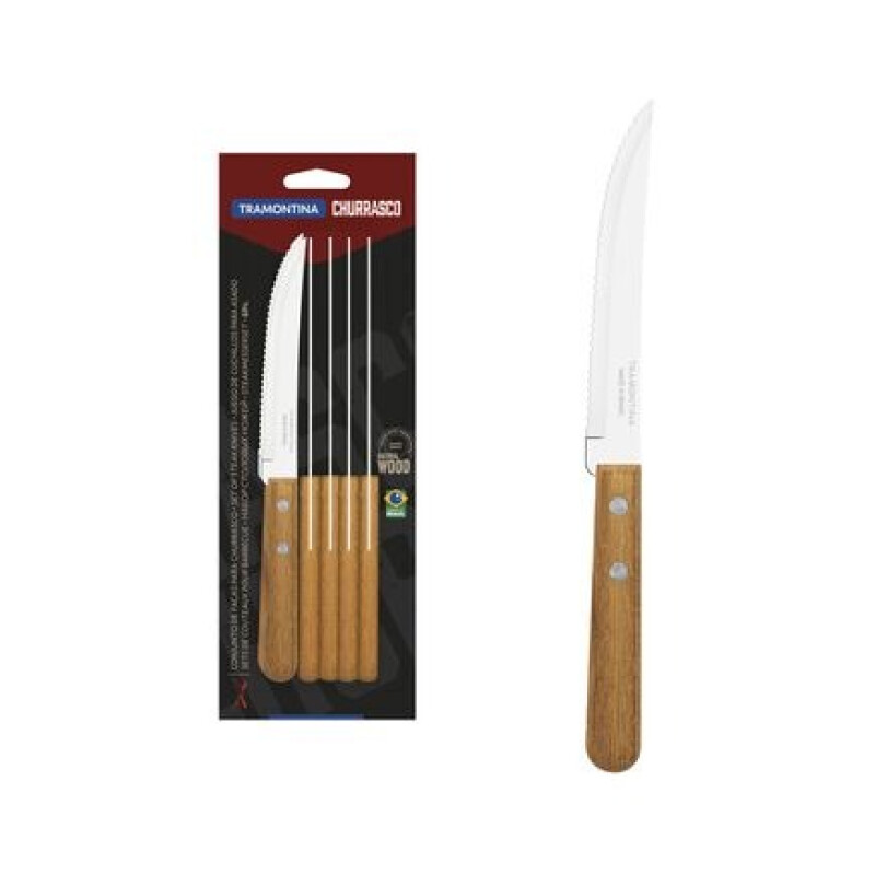 Set de 6 Cuchillos para Carne Tramontina Mango Madera Set de 6 Cuchillos para Carne Tramontina Mango Madera