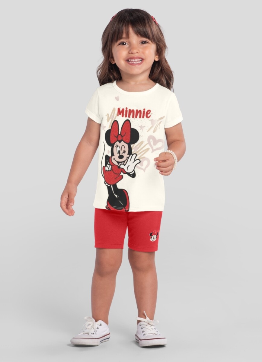 Conjunto infantil Minnie. - Beige y Rojo. 