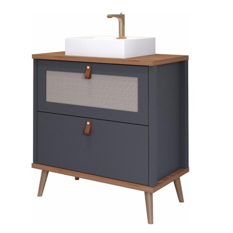 Mueble de baño Mgm Veneto de MDF gris con bañera, 60 cm Mueble De Baño Mgm Veneto De Mdf Gris Con Bañera, 60 Cm