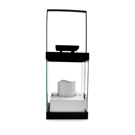 FAROL CANDELABRO METAL Y VIDRIO CON VELA LED 15X15X28X43CM NEGRO 27286 FAROL CANDELABRO METAL Y VIDRIO CON VELA LED 15X15X28X43CM NEGRO 27286