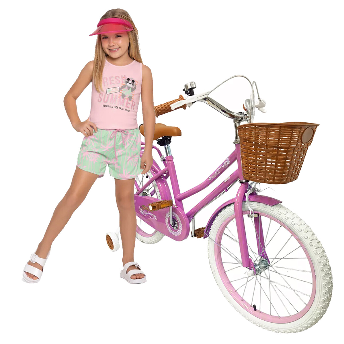 Bicicleta Infantil Rodado 16 Con Rueditas Auxiliares Y Canasto - Rosa 