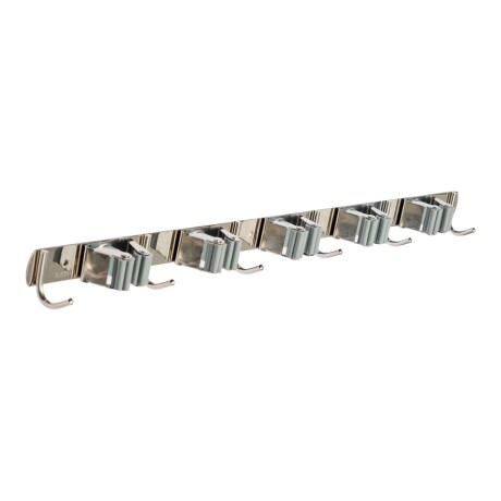 Soporte Escoba X 5 Clip Acero Inox Con Ganchos Casa Practica Sin Color