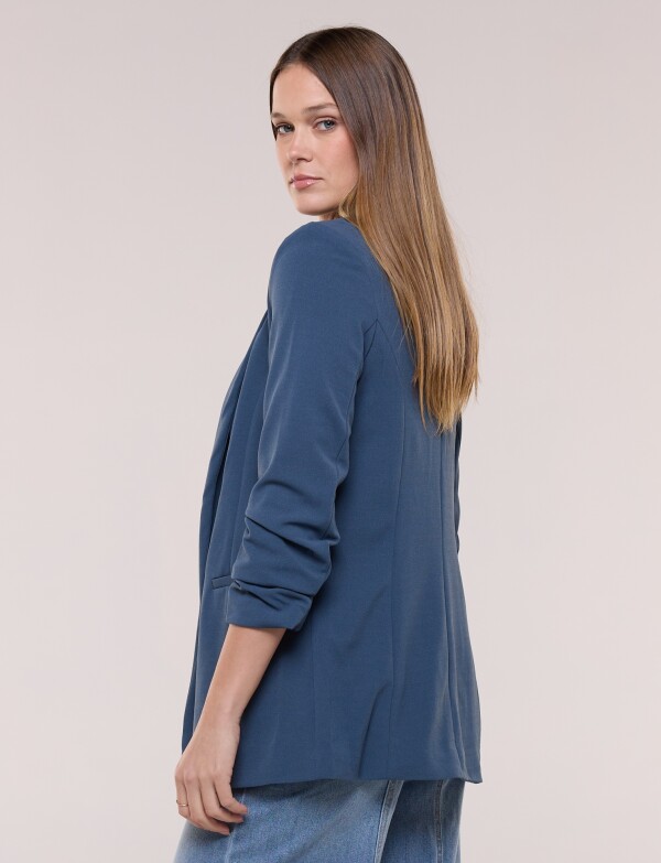 Blazer Crepe Manga Fruncida AZUL