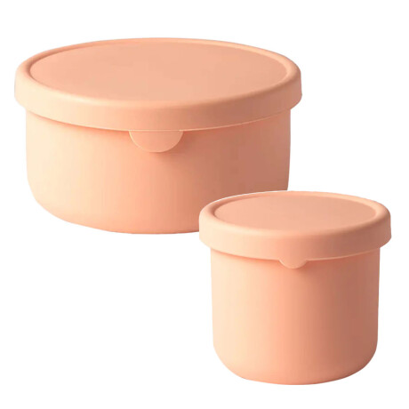 Set 2 Contenedores Recipiente 700Ml y 250Ml c/ Tapa Silicona Rosa