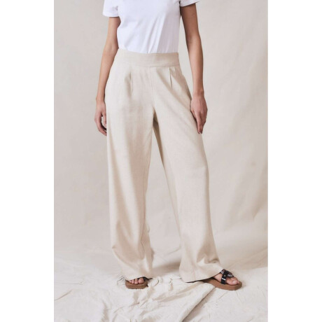 Pantalon Pinzado Lino Beige