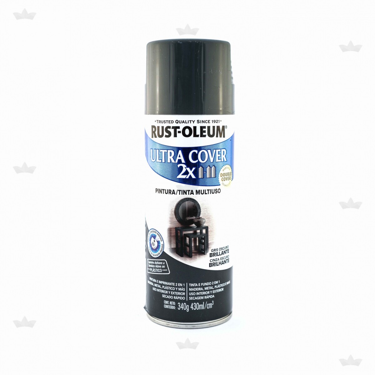 AEROSOL ULTRA COVER 2X GRIS OSCURO BRILLANTE- 340 GR. 