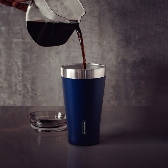 Vaso térmico azul con tapa 550ml. "EXATA" -TRAMONTINA TF6714