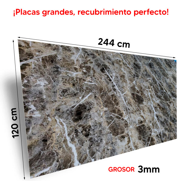 Revestimiento De Pared Placa Pvc Flexible 2.44 X 1.22mts MARRON