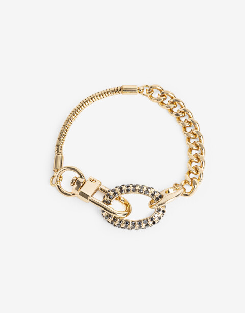 Pulseras Flexibles Strass Pulsera Flexible Mix De Cadenas - Dorado