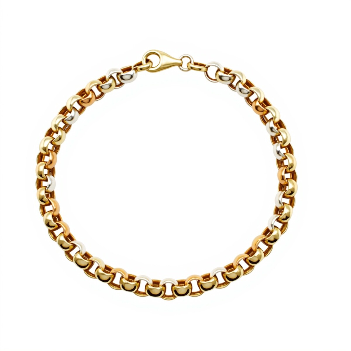 Pulsera Rolo Tricolor -Oro bajo-Sin Piedra-PU8033 - sinpiedra 