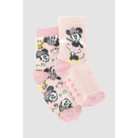 Pack x2 medias chenille infantil media caña con abs minnie floral Variante 26