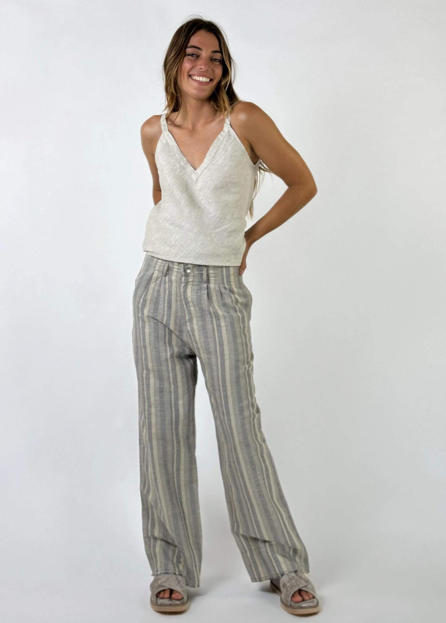 PANTALON MANHATTAN RAYADO azul s