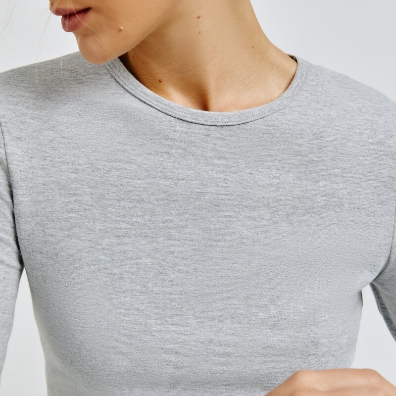 BLUSA ML FEM CINZA MESCLA