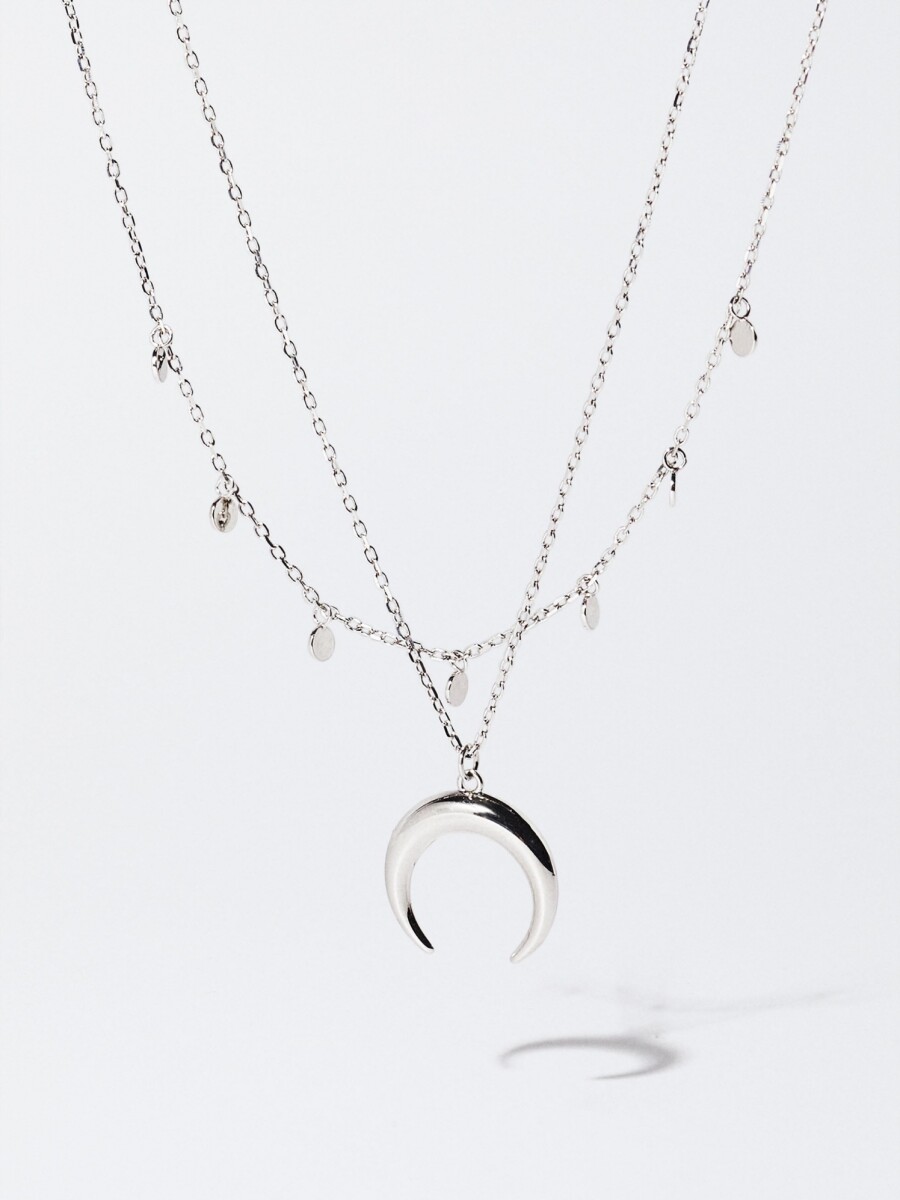 Collar Corto De Plata 925 Con Cuerno plateado