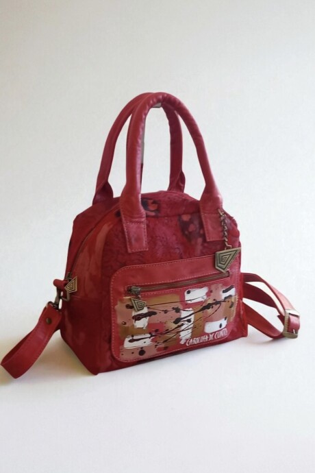 Cartera De Cuero Con Pelo Modelo ISA Color Rojo Cartera De Cuero Con Pelo Modelo ISA Color Rojo