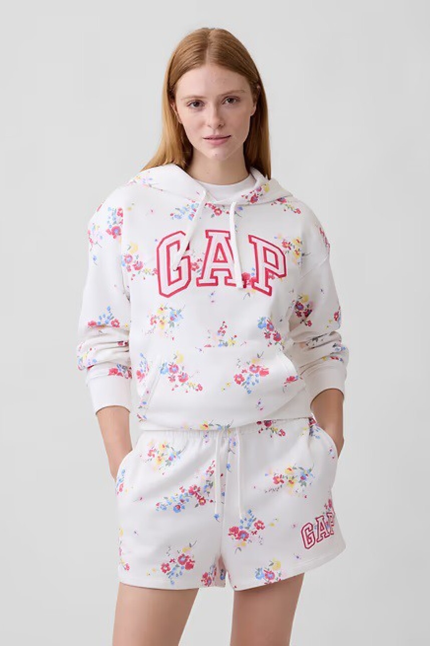 Buzo Canguro Logo Gap Mujer White Multi Floral