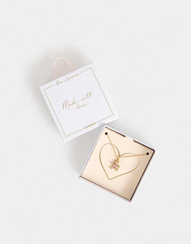 Cadena Corta con Dije Packaging especial Collar De Oso Con Strass - Dorado