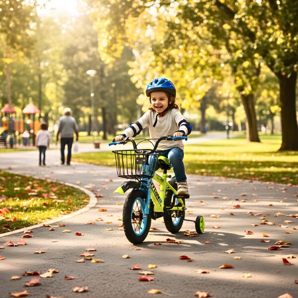 Bicicleta Infantil Yjtong R12 Canasto Parrilla Guardabarros Amarillo 1