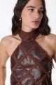Top Leather Goth Marron
