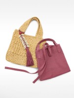 Bolsa Tote Efecto Rafia Con Detalle De Conchas Colgante S natural