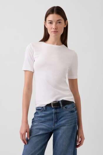 Remera Modal Manga Corta Mujer New Off White