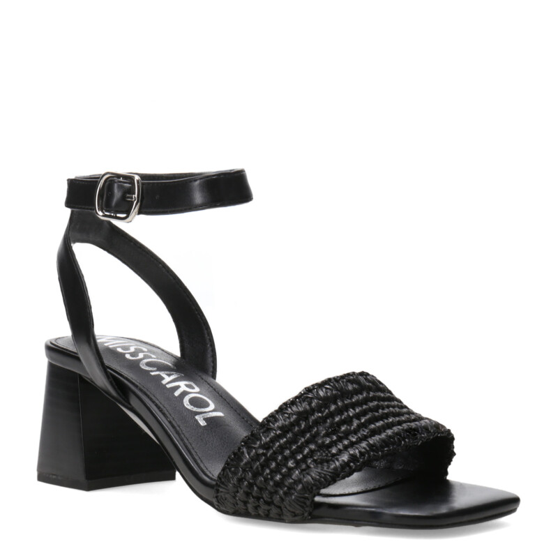 Sandalia de Mujer Miss Carol RUVO con taco y tobillera Negro