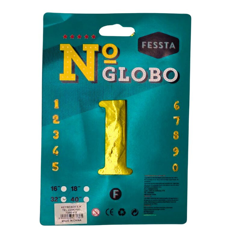 Globo Número Fessta 32" Dorado uno
