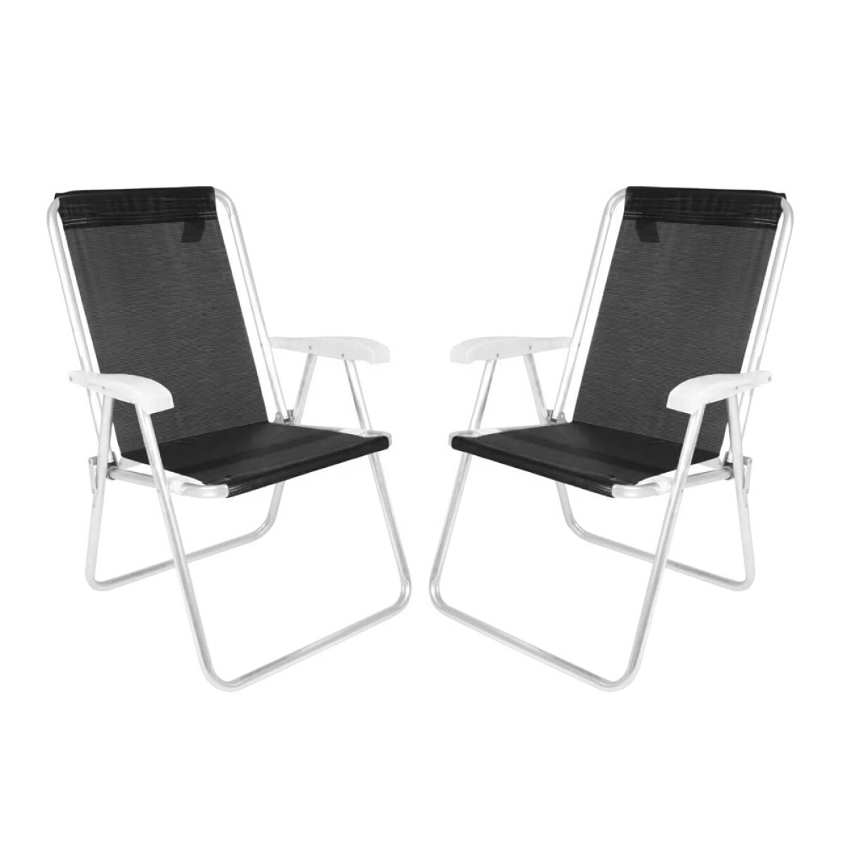 Kit 2 Reposeras Altas Plegables Aluminio Conforto Sannet Mor - Negro 