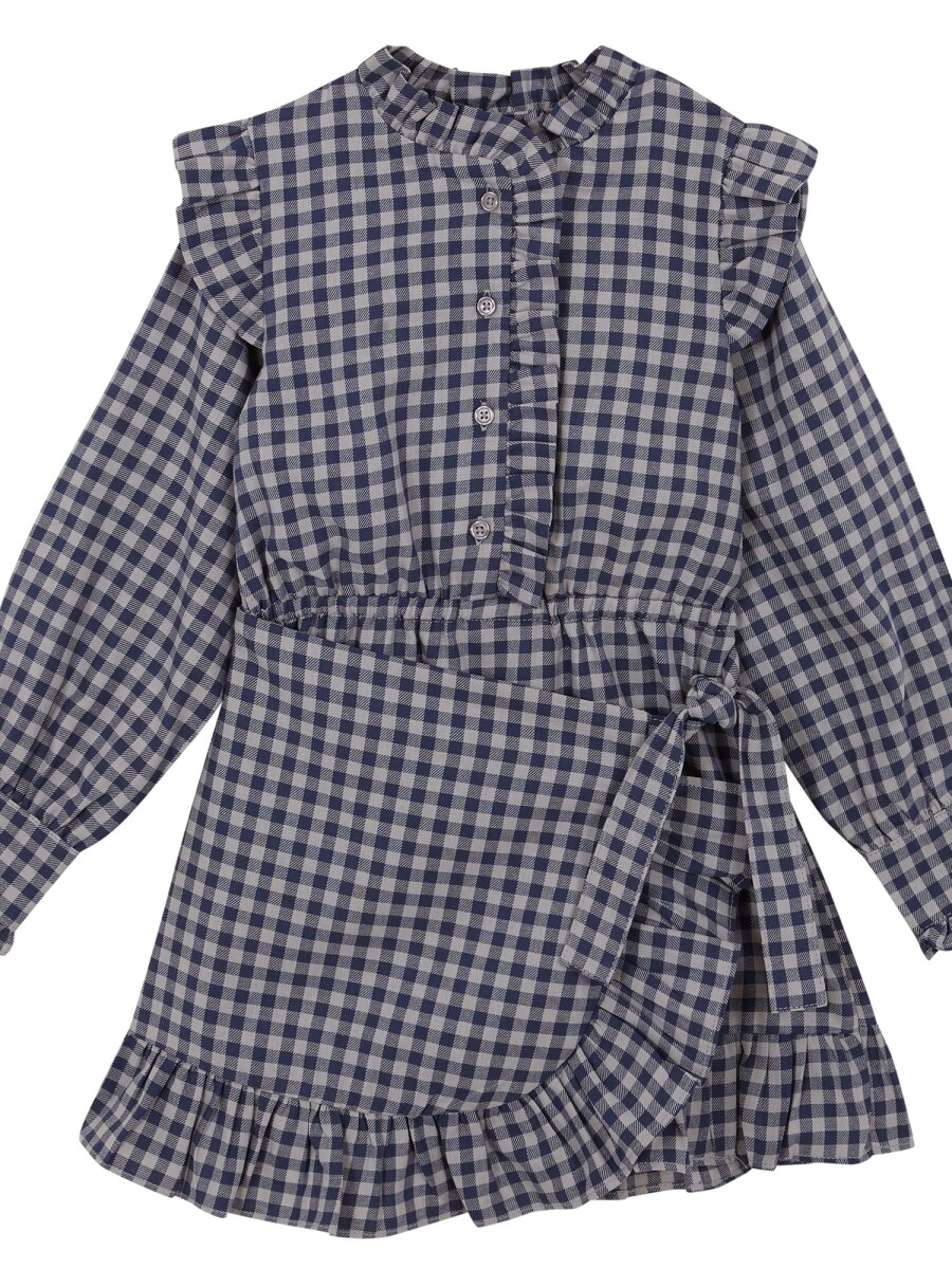 Vestido De Cuadros Azul Medio Oscuro