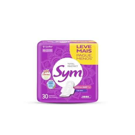 Toallitas Femeninas Absorventes Sym Suave con Alas 30U 001