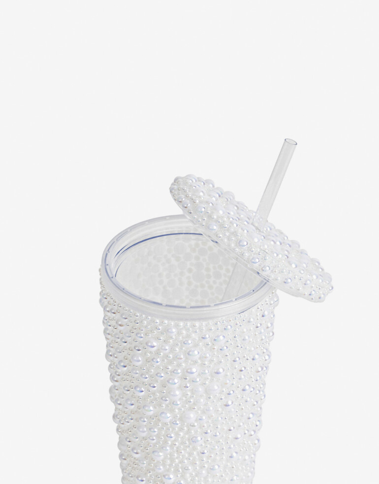 Artículos cocina Vasos Vaso De Plástico Con Perlas - Blanco Nacarado/perlado