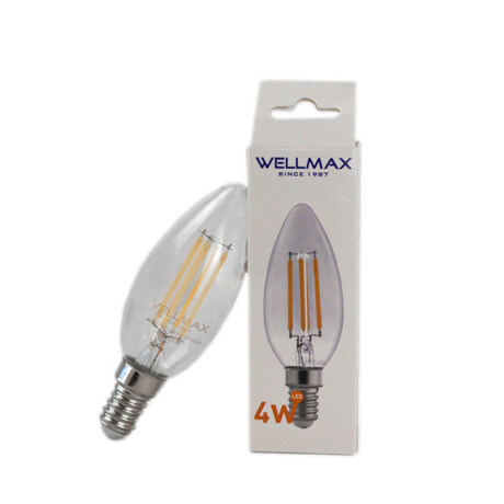 LAMPARA LED FILAMENTO VELA 4W (EQUIV 45W) E14 CALIDA WELLMAX LAMPARA LED FILAMENTO VELA 4W (EQUIV 45W) E14 CALIDA WELLMAX