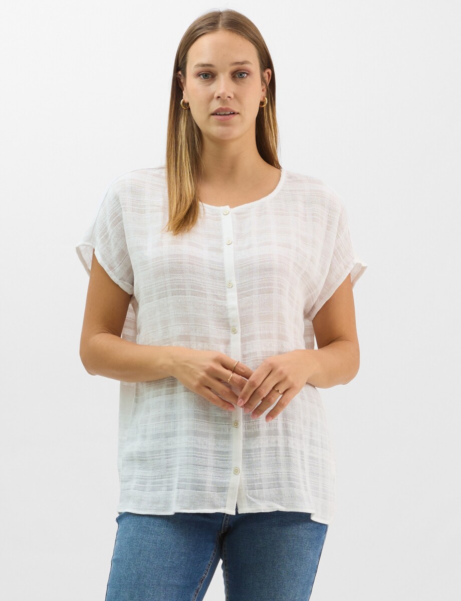 Blusa Fluida De Algodón Texturizado - Blanco 