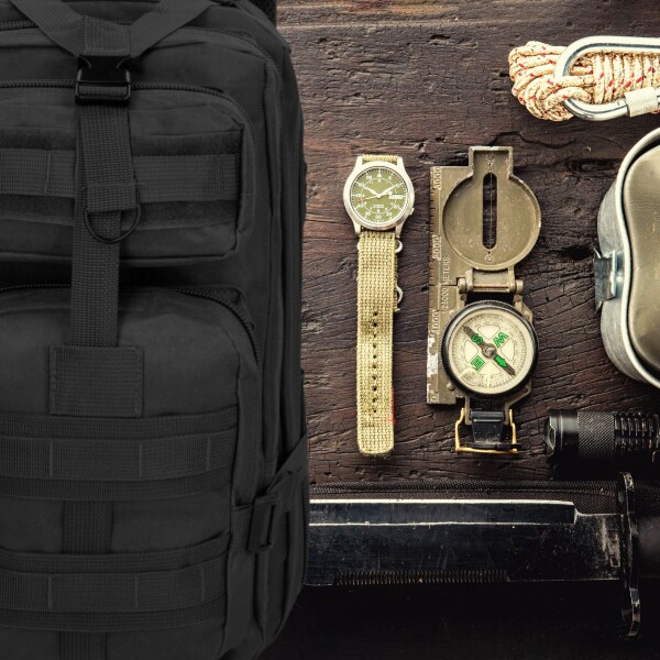 Mochila Táctica Militar Molle 30 Litros Caza Camping Viaje Color Negro Diseño De La Tela Lisa Mochila Táctica Militar Molle 30 Litros Caza Camping Viaje Color Negro Diseño De La Tela Lisa