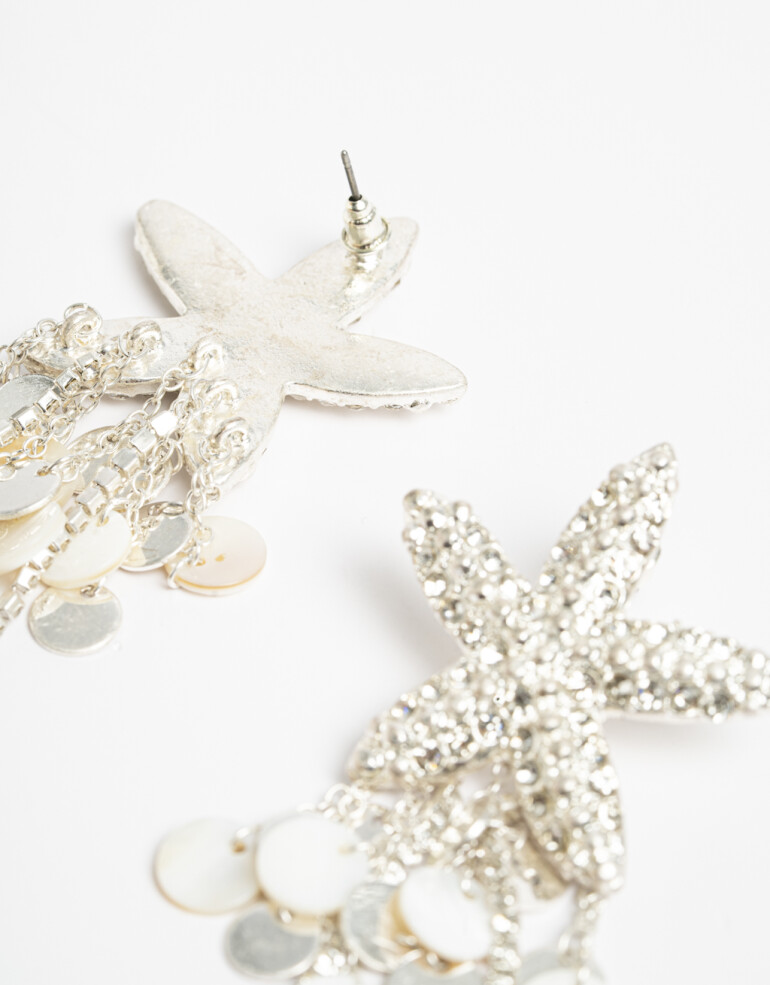 Aros Colgantes Largos Strass Aros Largos Maritimo - Cristal