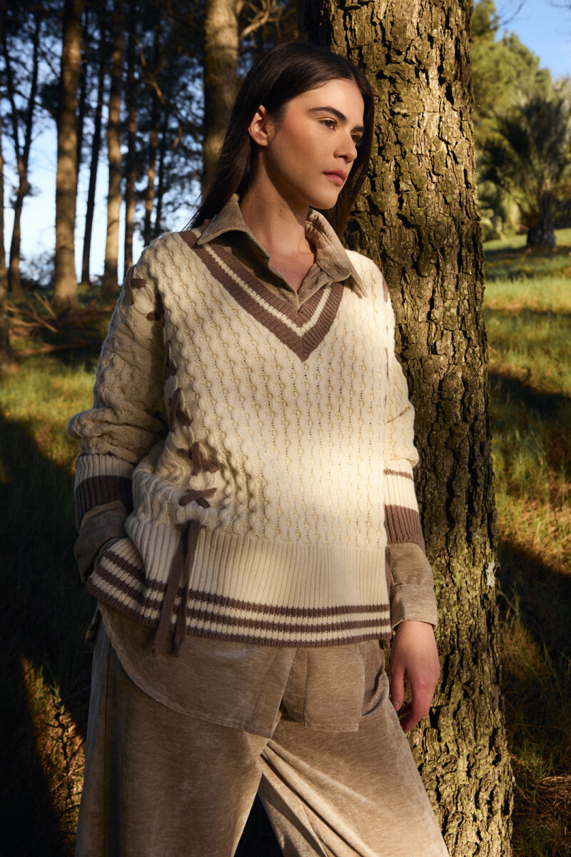 Sweater Preppy - Crudo/Vison 