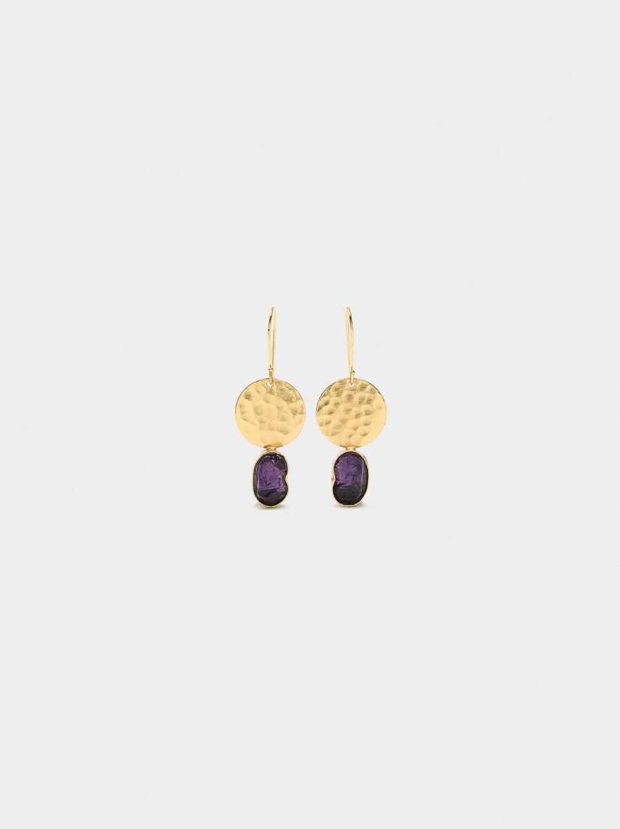 Pendientes Redondos Con Piedras - dorado 