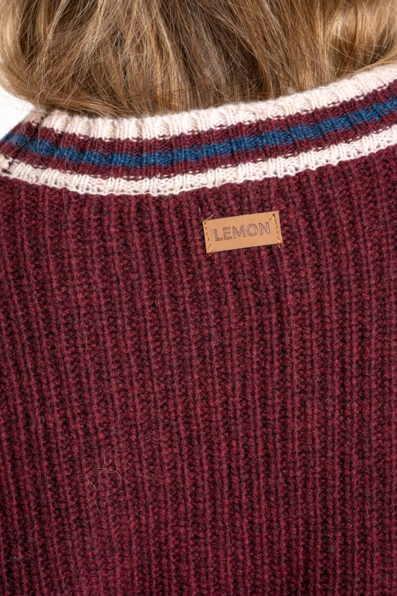 Cardigan Lana Multi Rojo