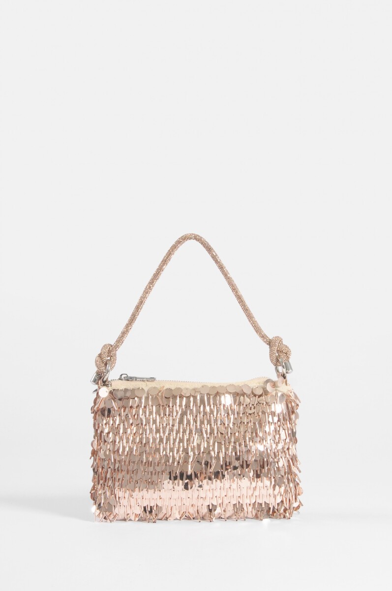 Cartera de fiesta bordada en lentejuelas y canutillos - cobre 