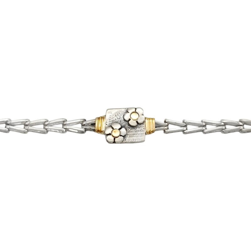 Pulsera Flores-Plata y Oro-Sin Piedra-PU5008 sinpiedra