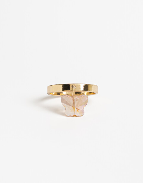 Anillos Chicos Special Price Anillo De Metal Con Charm Mariposa - Dorado