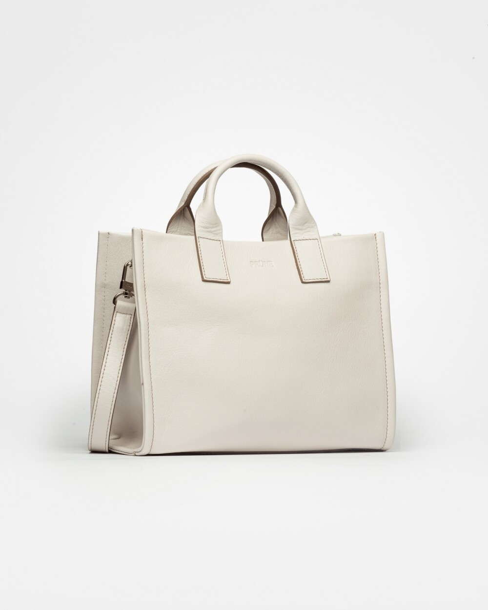 Cartera de mano Capri en cuero arrugado Blanco