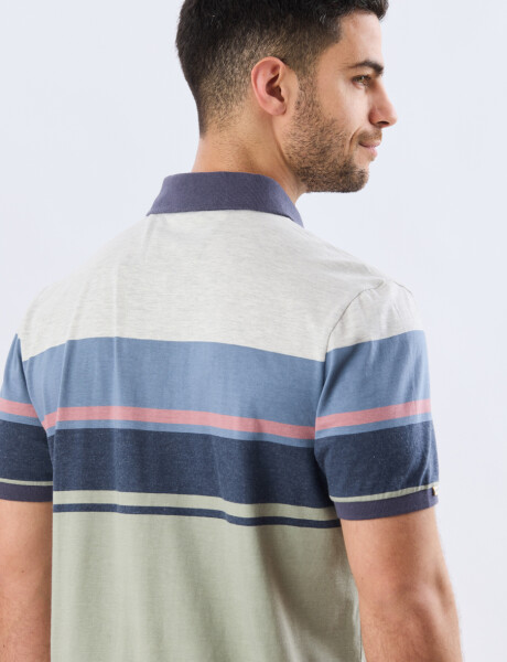 REMERA POLO RAYADA JERSEY Blanco