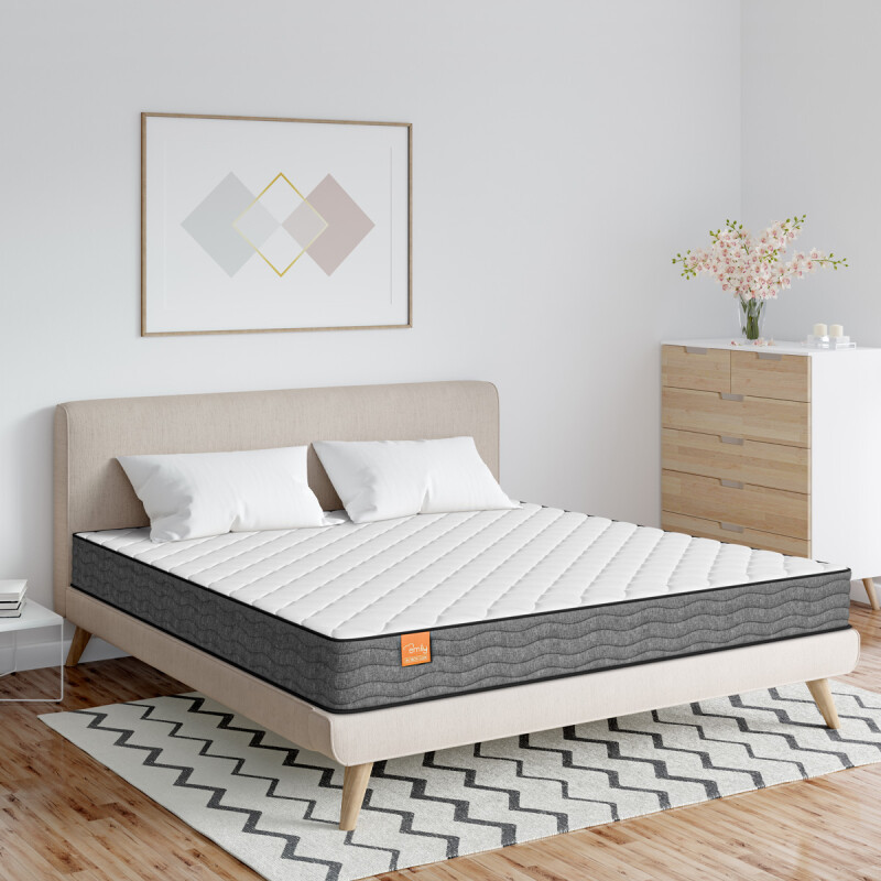 Colchon Espuma 2 Plazas Emily 17 Alta + 2 Almohadas Blanco