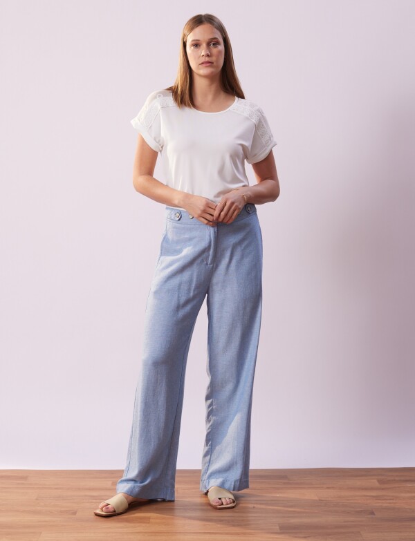 Pantalon Lino Wide Leg CELESTE