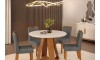 Juego De Comedor 4 Sillas Mesa Redonda - Celeste Beige / Gris