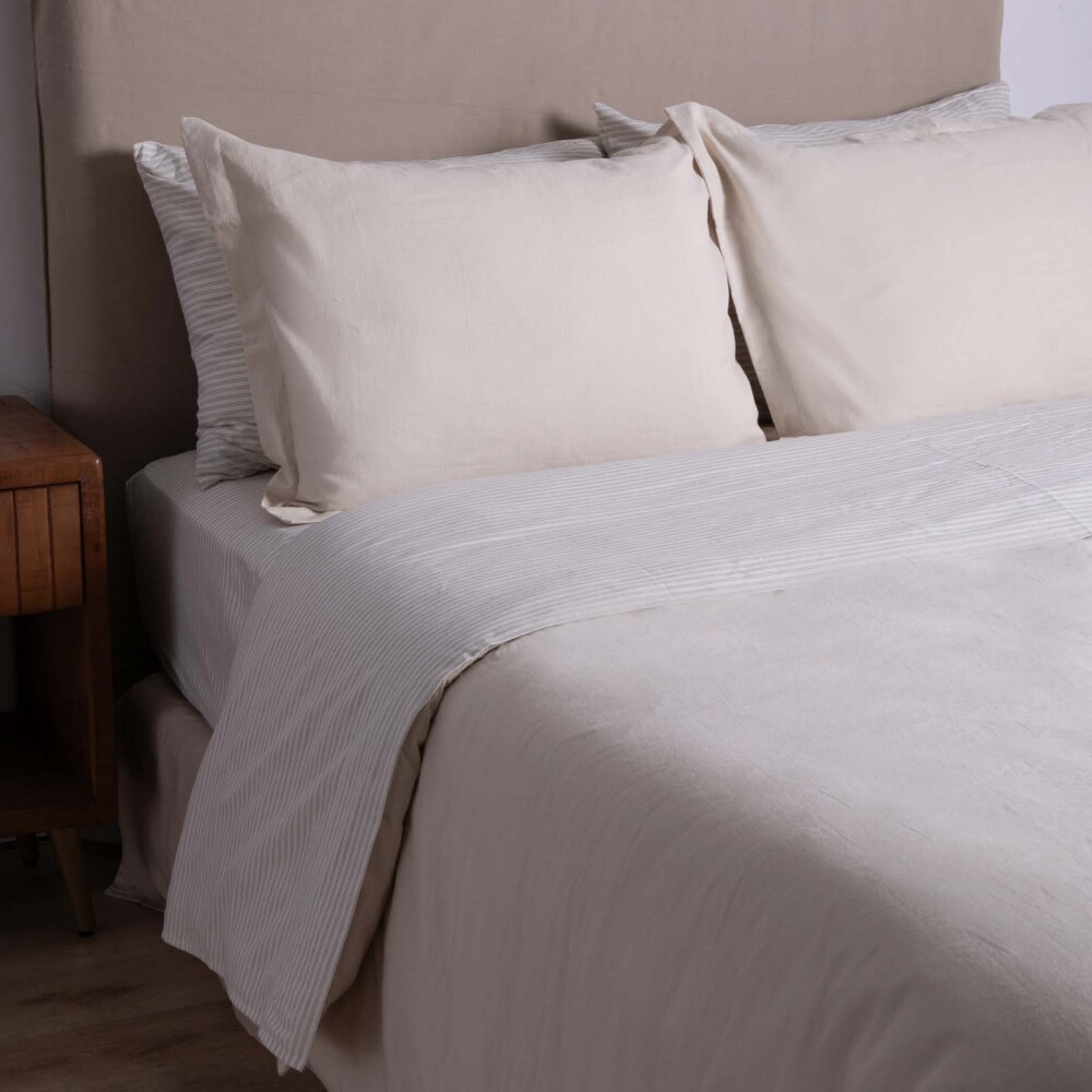 FUNDA NÓRDICA 2 PLAZAS LINO-Y-ALGODON NATURAL-BEIGE LINEN COTTON ARENA