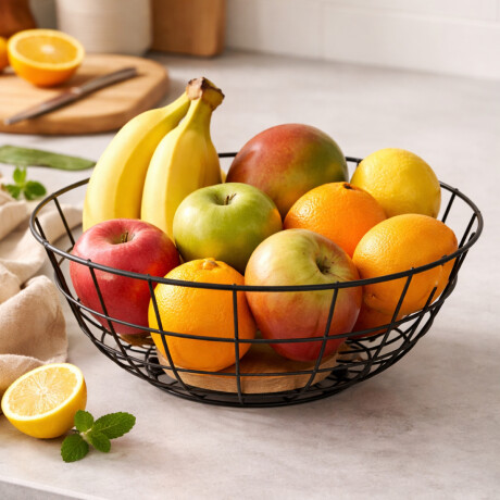 Frutero Centro de Mesa redondo Metal 28x10cm - Negro cuadrillé Negro