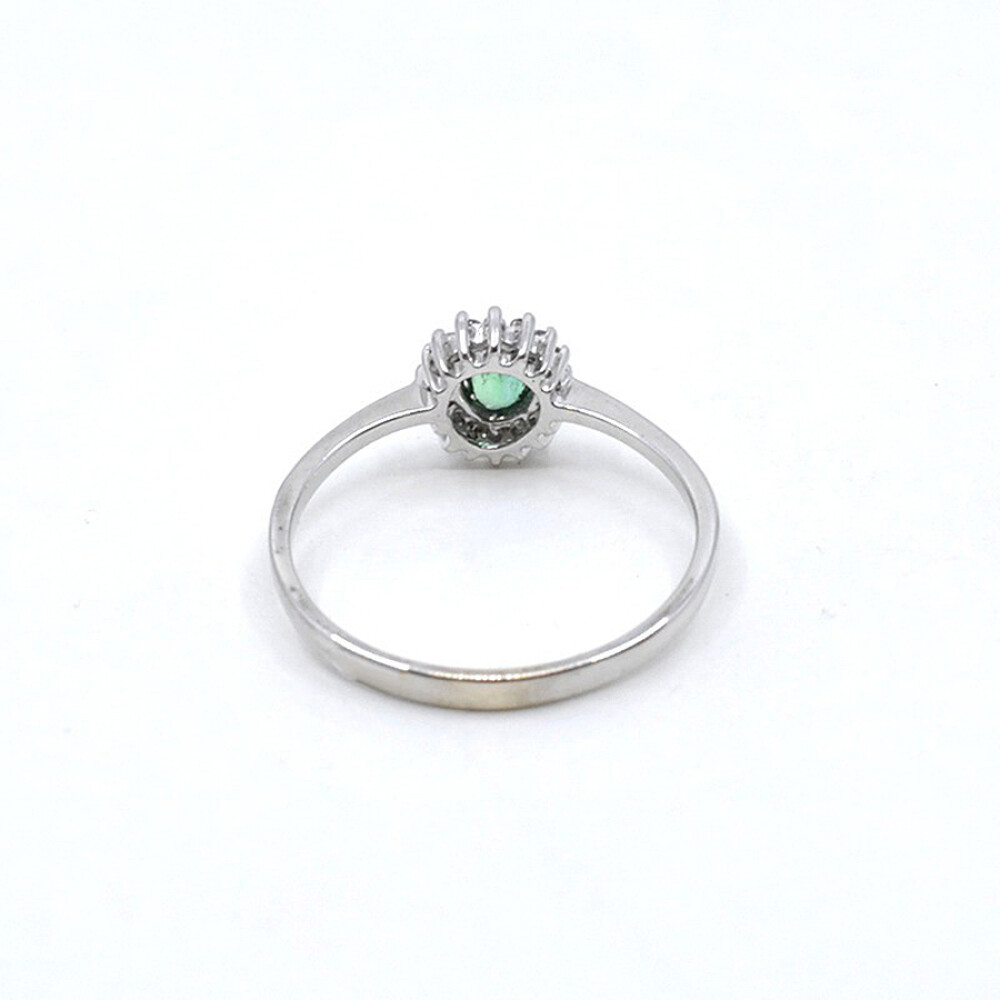 Ring In 18K White Gold, Diamonds And Emerald Ring In 18K White Gold, Diamonds And Emerald