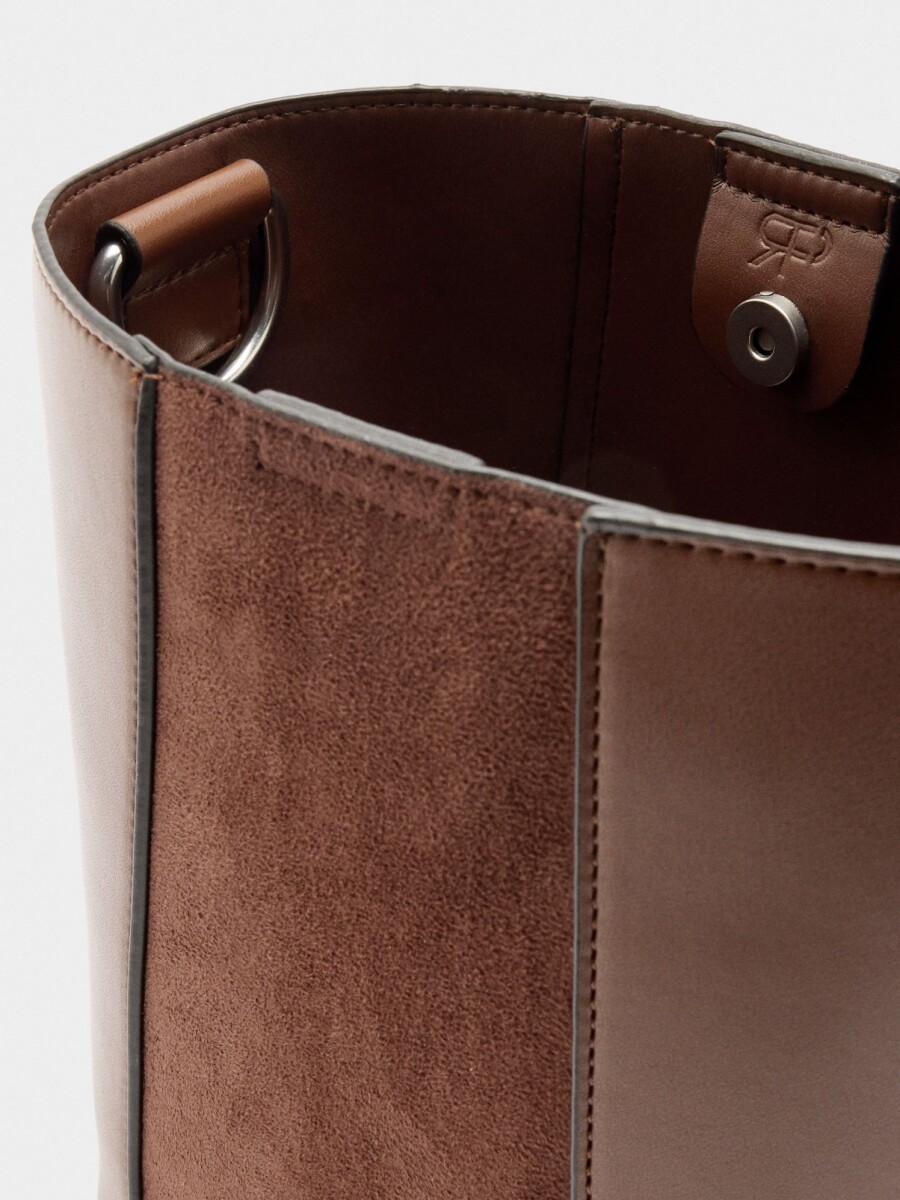 Bolso Bombonera Contraste De Texturas camel